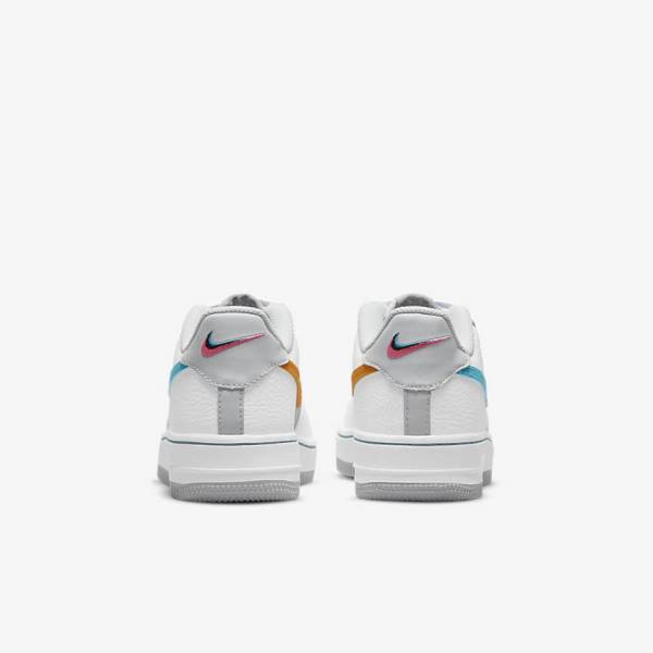 Kids' Nike Air Force 1 EMB Older Sneakers White / Grey / Turquoise Blue | NK634RAS