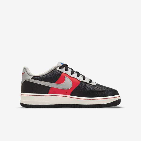 Kids' Nike Air Force 1 EMB Older Sneakers Black / Grey / Red | NK854RUK