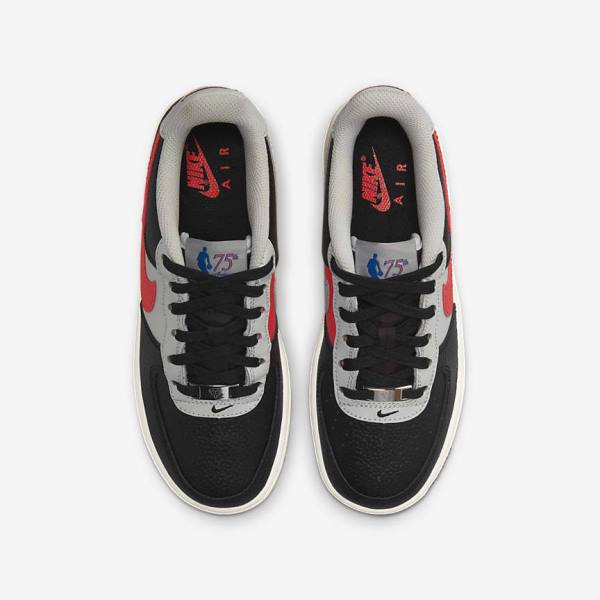 Kids' Nike Air Force 1 EMB Older Sneakers Black / Grey / Red | NK854RUK