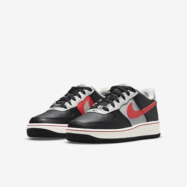 Kids' Nike Air Force 1 EMB Older Sneakers Black / Grey / Red | NK854RUK