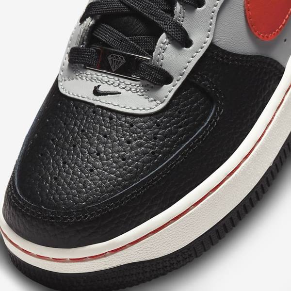 Kids' Nike Air Force 1 EMB Older Sneakers Black / Grey / Red | NK854RUK