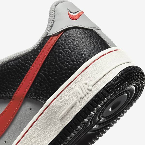 Kids' Nike Air Force 1 EMB Older Sneakers Black / Grey / Red | NK854RUK