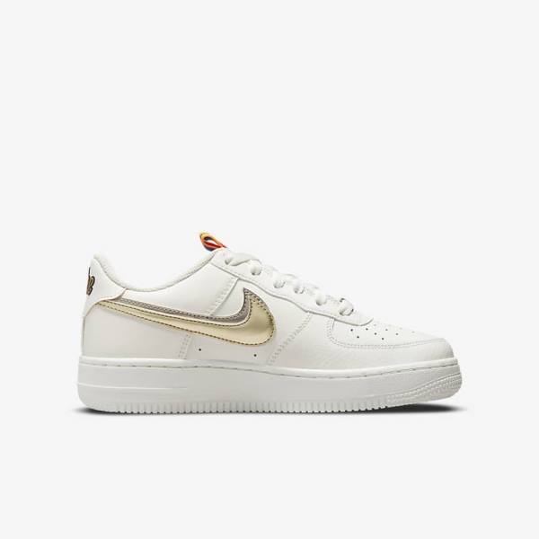 Kids' Nike Air Force 1 LV8 Older Sneakers White / Pink / Metal Blue Grey | NK754MGS