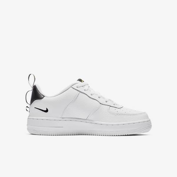 Kids' Nike Air Force 1 LV8 Utility Older Sneakers White / Black / Yellow / White | NK294AJY