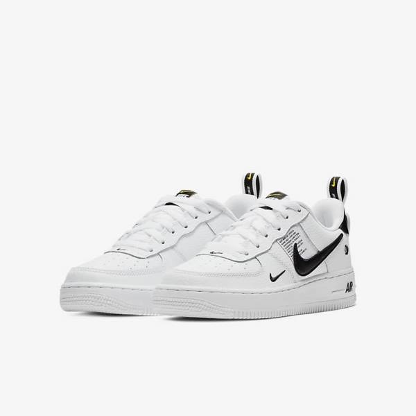 Kids' Nike Air Force 1 LV8 Utility Older Sneakers White / Black / Yellow / White | NK294AJY