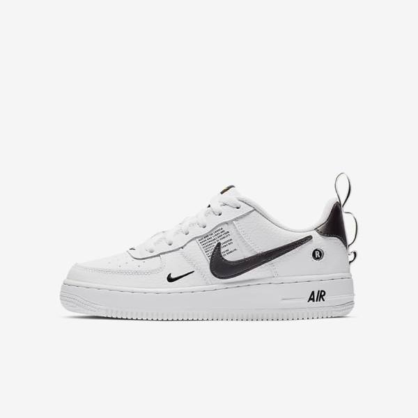 Kids\' Nike Air Force 1 LV8 Utility Older Sneakers White / Black / Yellow / White | NK294AJY