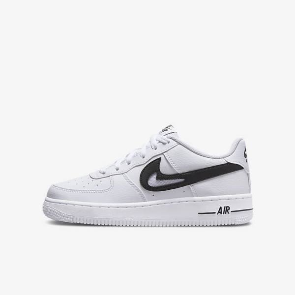 Kids\' Nike Air Force 1 Older Sneakers White / Black | NK045TXG