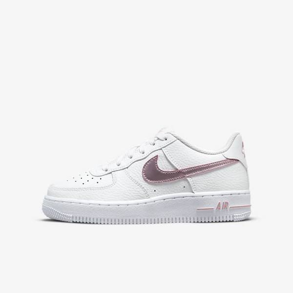 Kids\' Nike Air Force 1 Older Sneakers White / Pink | NK095QGO