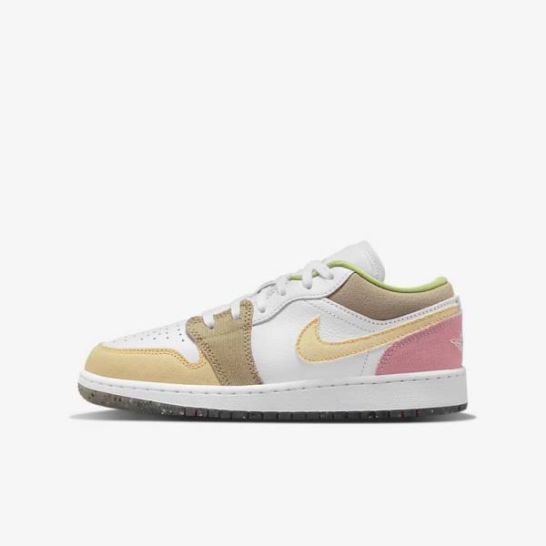 Kids\' Nike Air Jordan 1 Low SE Older Sneakers White / Green | NK610MSP