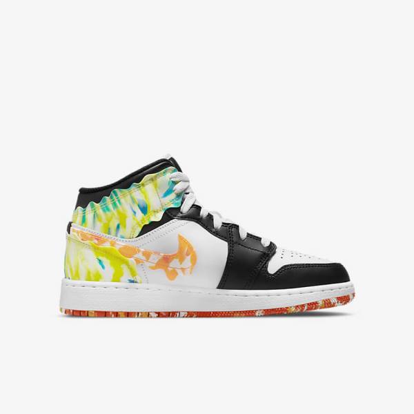 Kids' Nike Air Jordan 1 Mid SE Older Sneakers Black / Orange / White | NK386CUE