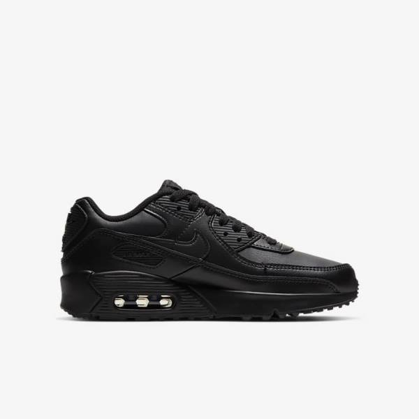 Kids' Nike Air Max 90 LTR Older Sneakers Black / White | NK278IBX