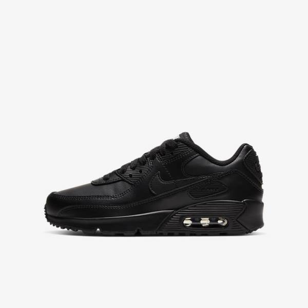 Kids\' Nike Air Max 90 LTR Older Sneakers Black / White | NK278IBX