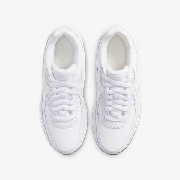 Kids' Nike Air Max 90 LTR Older Sneakers White / Metal Silver / White | NK983OBE