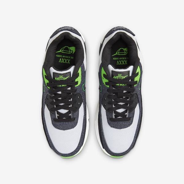 Kids' Nike Air Max 90 LTR SE Older Sneakers Black / Green / White / Obsidian | NK978BIN