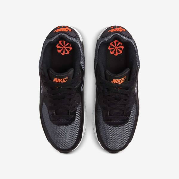 Kids' Nike Air Max 90 Older Sneakers Black / Orange / Grey / White | NK840WNA