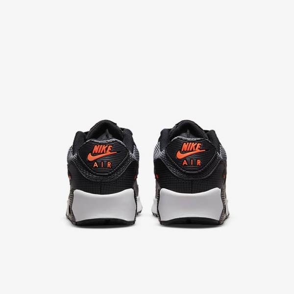 Kids' Nike Air Max 90 Older Sneakers Black / Orange / Grey / White | NK840WNA