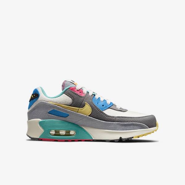 Kids' Nike Air Max 90 Older Sneakers Grey / Pink | NK831VOW