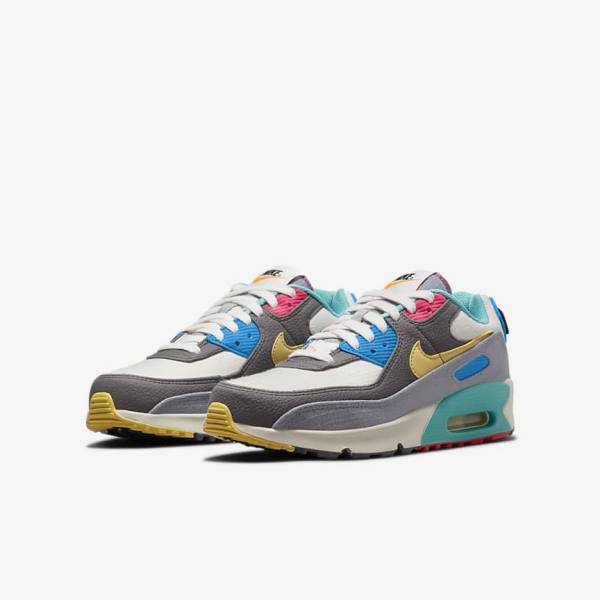 Kids' Nike Air Max 90 Older Sneakers Grey / Pink | NK831VOW