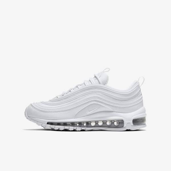 Kids\' Nike Air Max 97 Older Sneakers White / Metal Silver / White | NK135CIZ