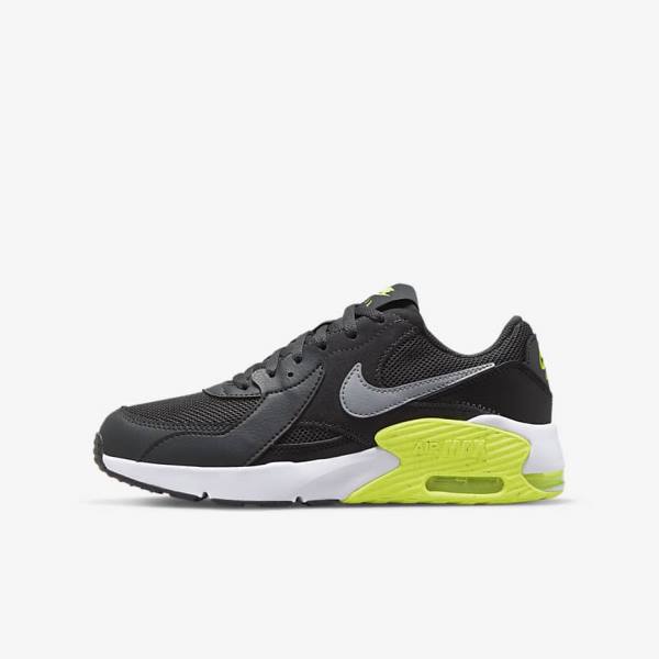 Kids\' Nike Air Max Excee Older Sneakers Dark Grey / Black / Grey | NK826VKM