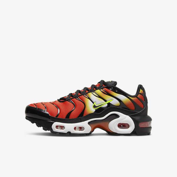 Kids\' Nike Air Max Plus Older Sneakers Orange / Gold / Black | NK956JCO