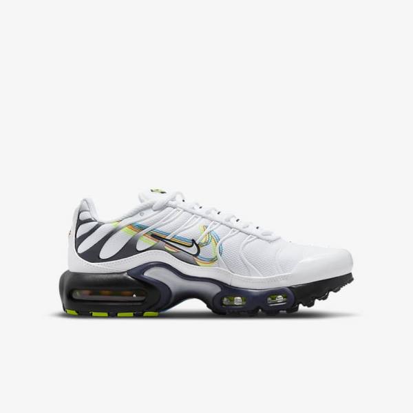 Kids' Nike Air Max Plus Older Sneakers White / Grey / Blue | NK024PNU