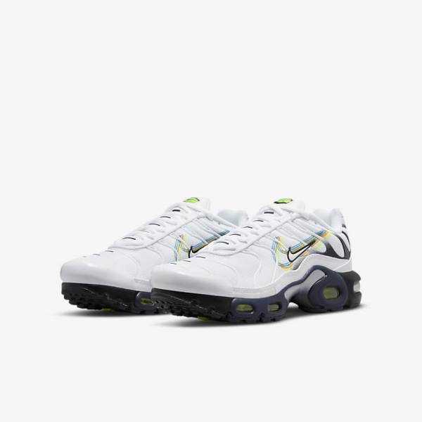 Kids' Nike Air Max Plus Older Sneakers White / Grey / Blue | NK024PNU