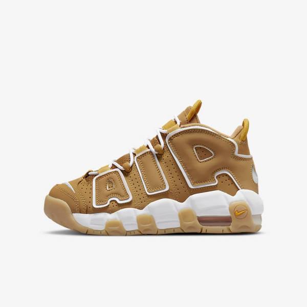 Kids\' Nike Air More Uptempo Older Sneakers Brown / Light Brown / White | NK407WLC