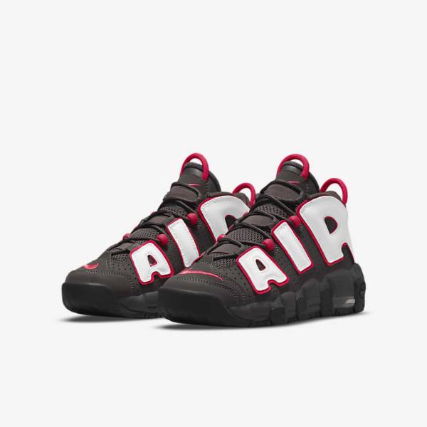 Kids' Nike Air More Uptempo Older Sneakers Grey / Black / Red / White | NK537RDV