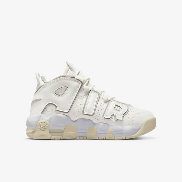 Kids' Nike Air More Uptempo Older Sneakers White / Brown / Light | NK581BTK