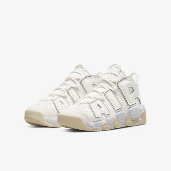 Kids' Nike Air More Uptempo Older Sneakers White / Brown / Light | NK581BTK