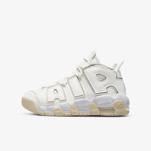 Kids\' Nike Air More Uptempo Older Sneakers White / Brown / Light | NK581BTK