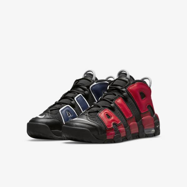 Kids' Nike Air More Uptempo Older Sneakers Black / Navy / White / Red | NK965PUD