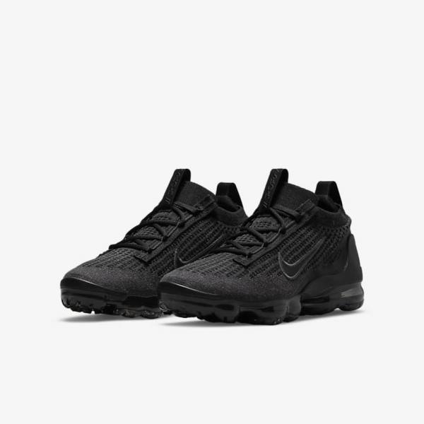 Kids' Nike Air VaporMax 2021 FK Older Sneakers Black / Dark Grey | NK129RBF