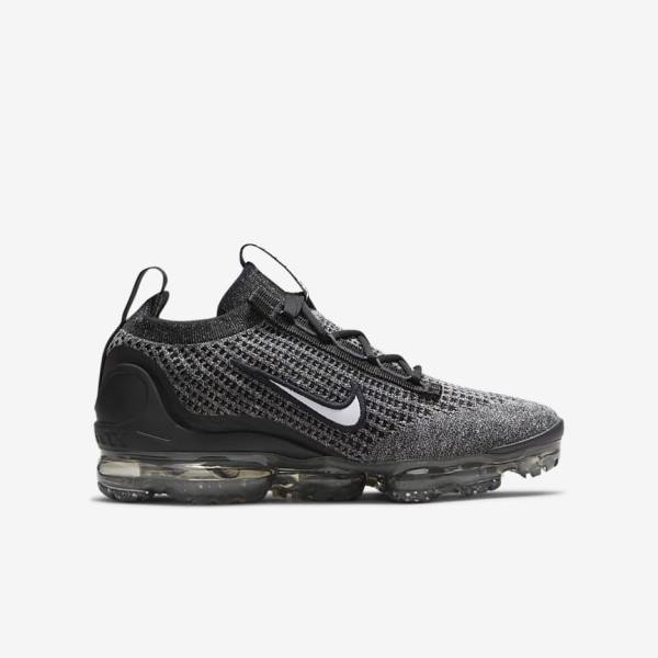 Kids' Nike Air VaporMax 2021 FK Older Sneakers Black / White / Dark Grey / Black | NK284JRX