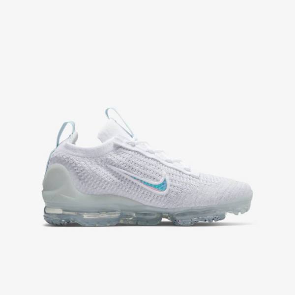 Kids' Nike Air VaporMax 2021 FK Older Sneakers White | NK436TBC