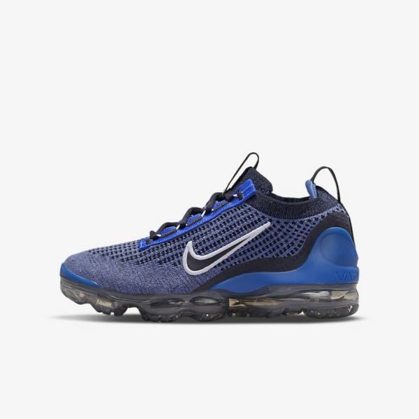 Kids\' Nike Air VaporMax 2021 FK Older Sneakers Royal / White / Dark Grey / Black | NK538OUF