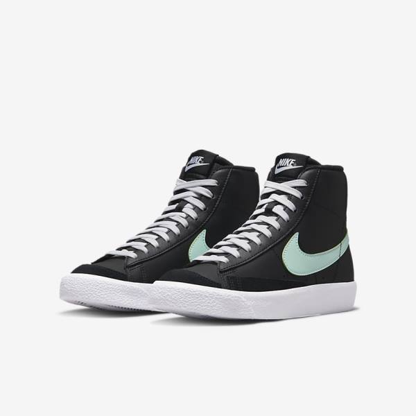 Kids' Nike Blazer Mid 77 Older Sneakers Black / White / Mint | NK150TLN