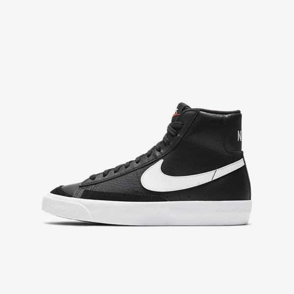 Kids\' Nike Blazer Mid 77 Older Sneakers Black / White / Orange | NK260APC