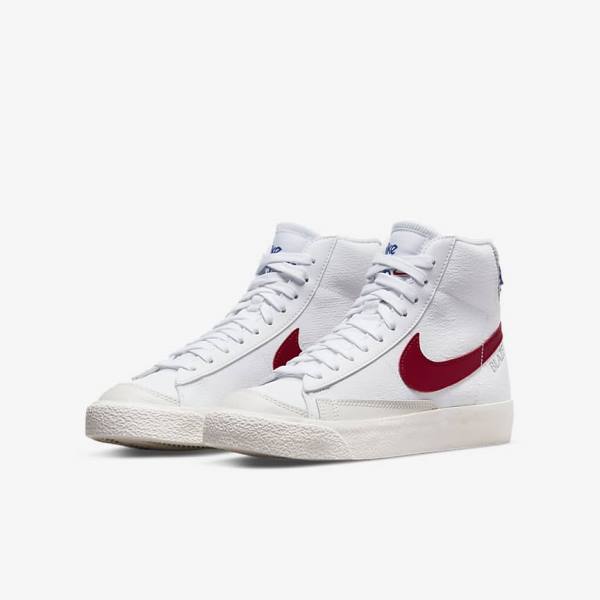 Kids' Nike Blazer Mid 77 Older Sneakers White / Light Grey / Red | NK597HQO