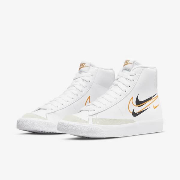 Kids' Nike Blazer Mid 77 Older Sneakers White / Black / White | NK617QOR