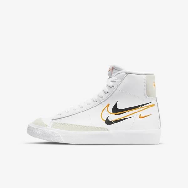 Kids\' Nike Blazer Mid 77 Older Sneakers White / Black / White | NK617QOR