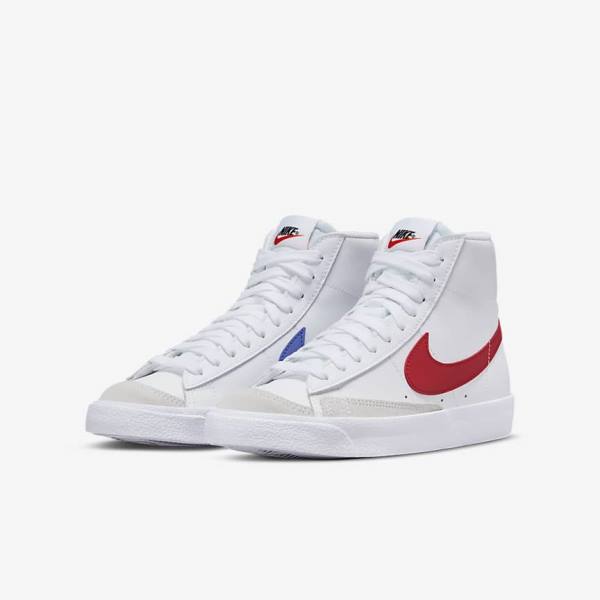 Kids' Nike Blazer Mid 77 Older Sneakers White / Blue / Black / Red | NK692ZCX