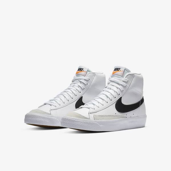 Kids' Nike Blazer Mid 77 Older Sneakers White / Orange / Black | NK798BNK