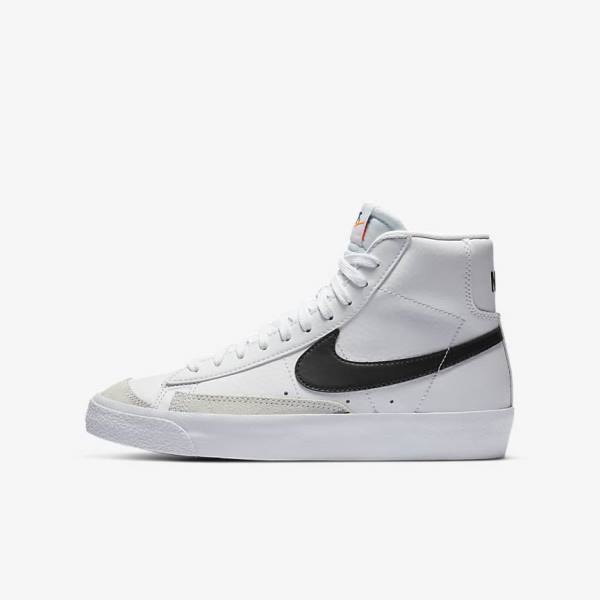 Kids\' Nike Blazer Mid 77 Older Sneakers White / Orange / Black | NK798BNK