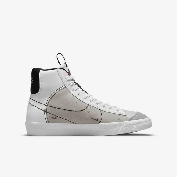 Kids' Nike Blazer Mid 77 SE Dance Older Sneakers White / Black / White / Burgundy | NK923XZF