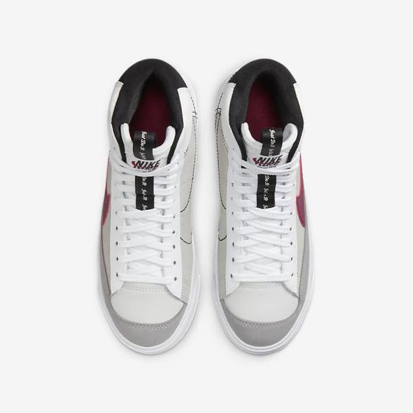 Kids' Nike Blazer Mid 77 SE Dance Older Sneakers White / Black / White / Burgundy | NK923XZF