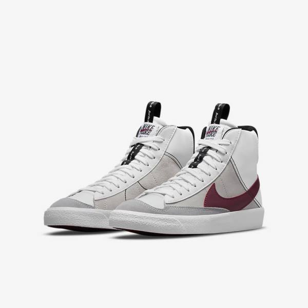 Kids' Nike Blazer Mid 77 SE Dance Older Sneakers White / Black / White / Burgundy | NK923XZF