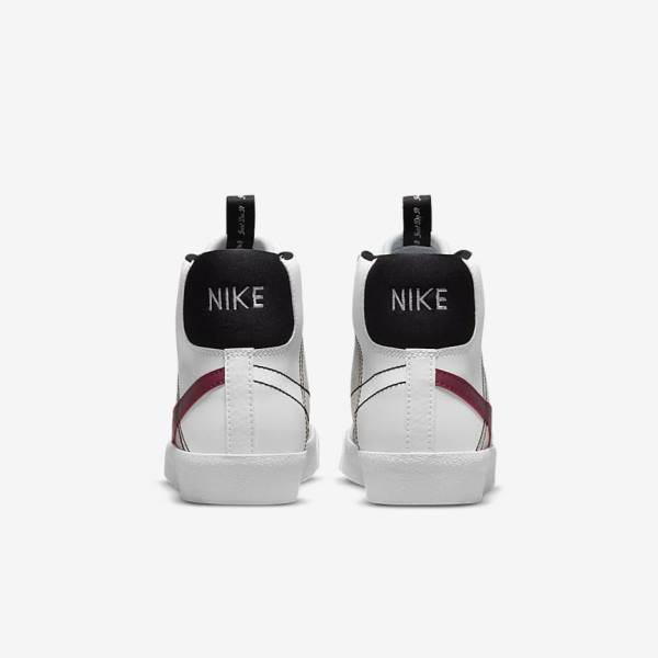 Kids' Nike Blazer Mid 77 SE Dance Older Sneakers White / Black / White / Burgundy | NK923XZF