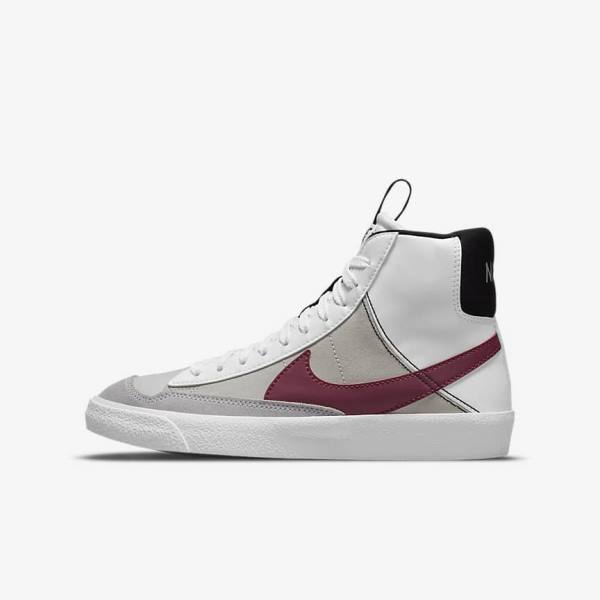 Kids\' Nike Blazer Mid 77 SE Dance Older Sneakers White / Black / White / Burgundy | NK923XZF